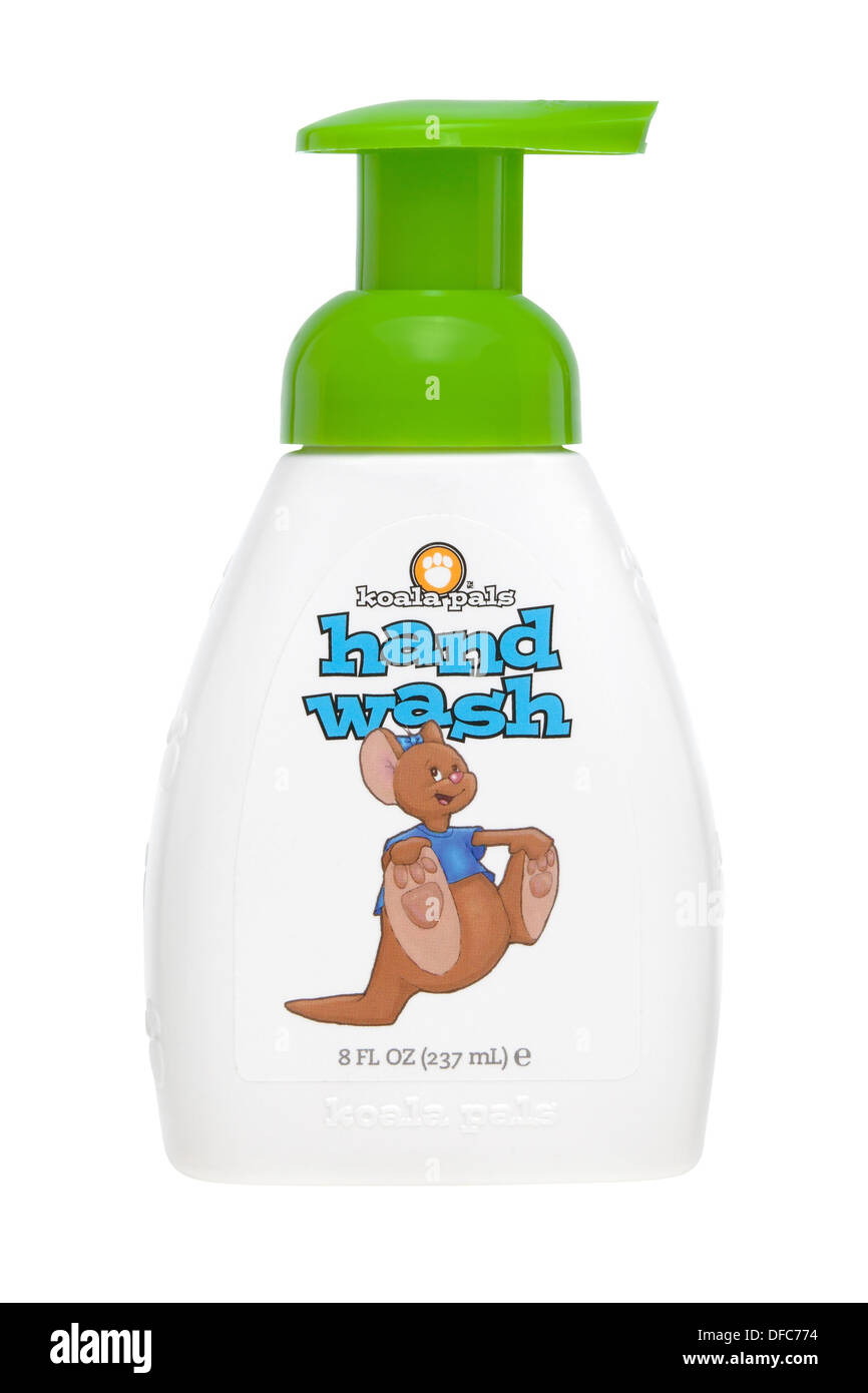 Melaleuca Wellness Kind Hand Waschflasche, Kinder Seife vor weißem Hintergrund Stockfoto