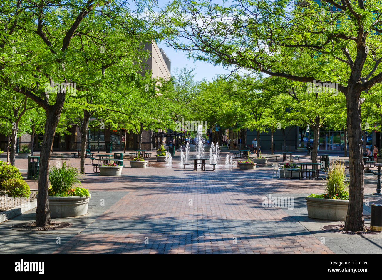 Fußgängerzone von N 8th Street im historischen Stadtzentrum von Boise, Idaho, USA Stockfoto