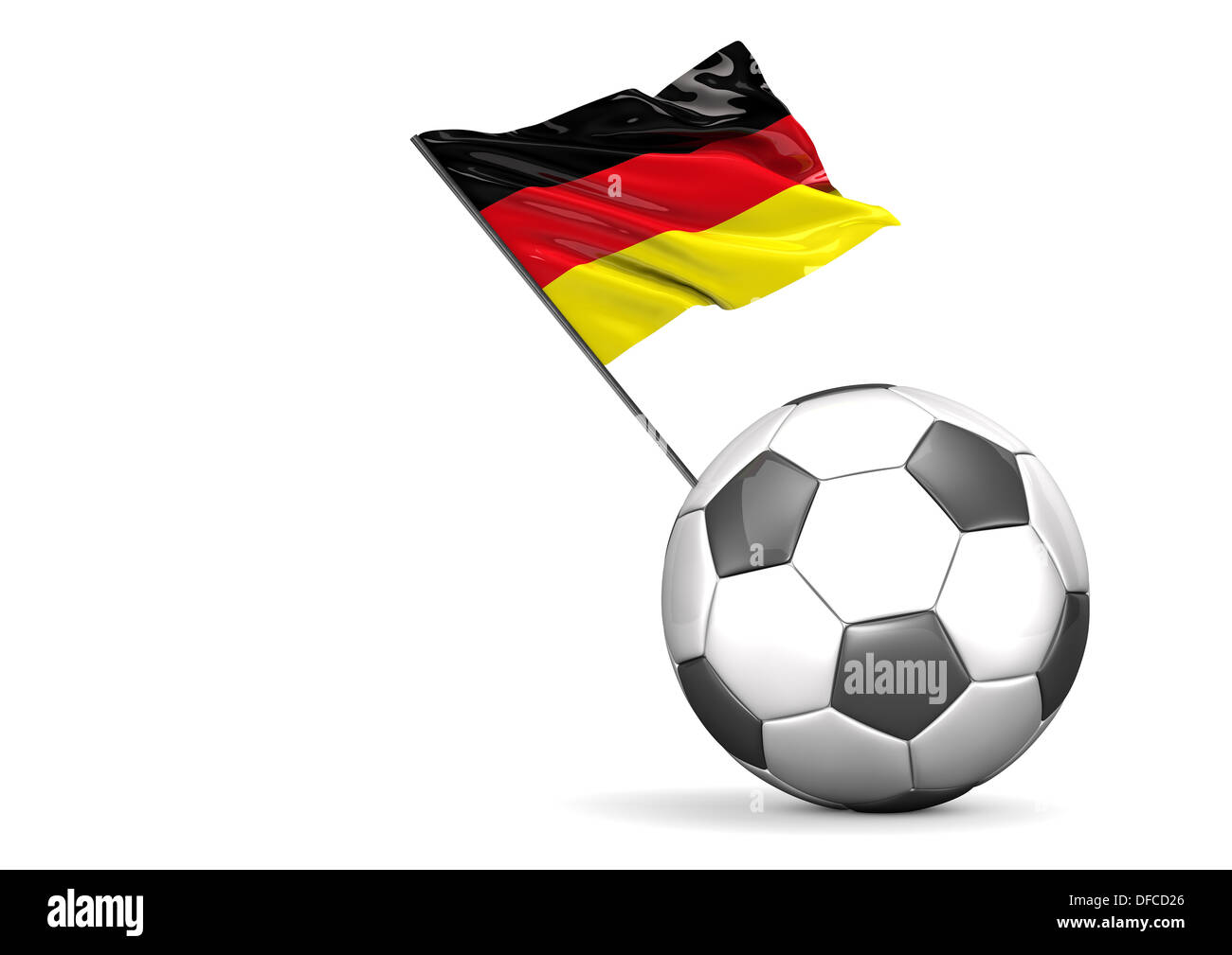 Fußball Fahne Deutschland vor weißem Hintergrund Stockfoto Fußball Fahne Deutschland vor weißem Hintergrund Stockfoto