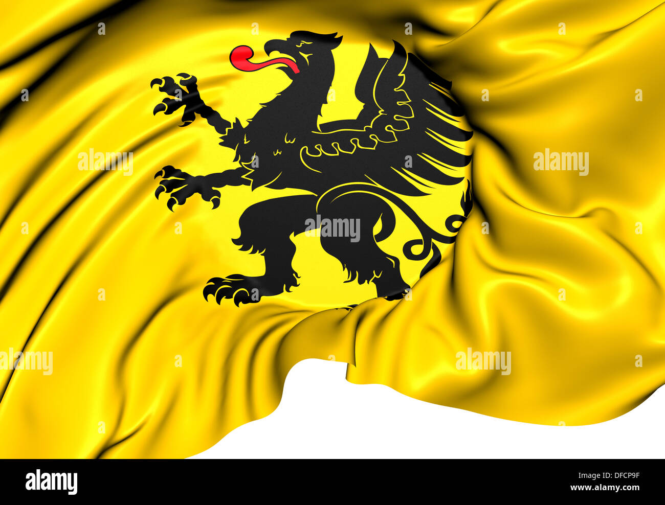 Flagge der Pommerschen Woiwodschaft, Polen. Hautnah. Stockfoto