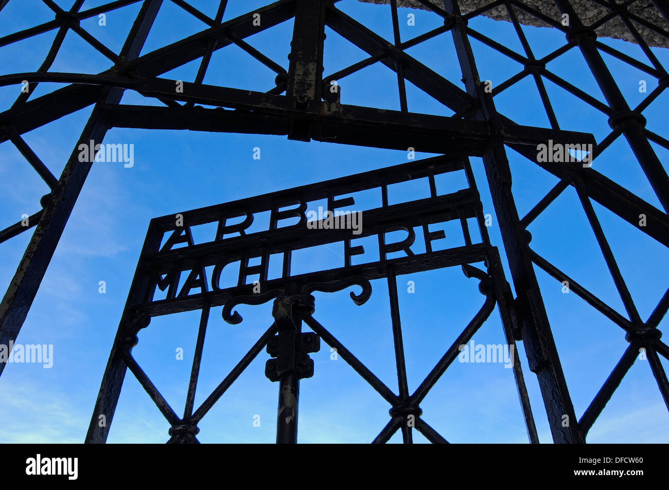 Dachau, in der Nähe von München, Dachau, Gedenkstätte, Haupttor, Bayern, Deutschland, Europa. Stockfoto