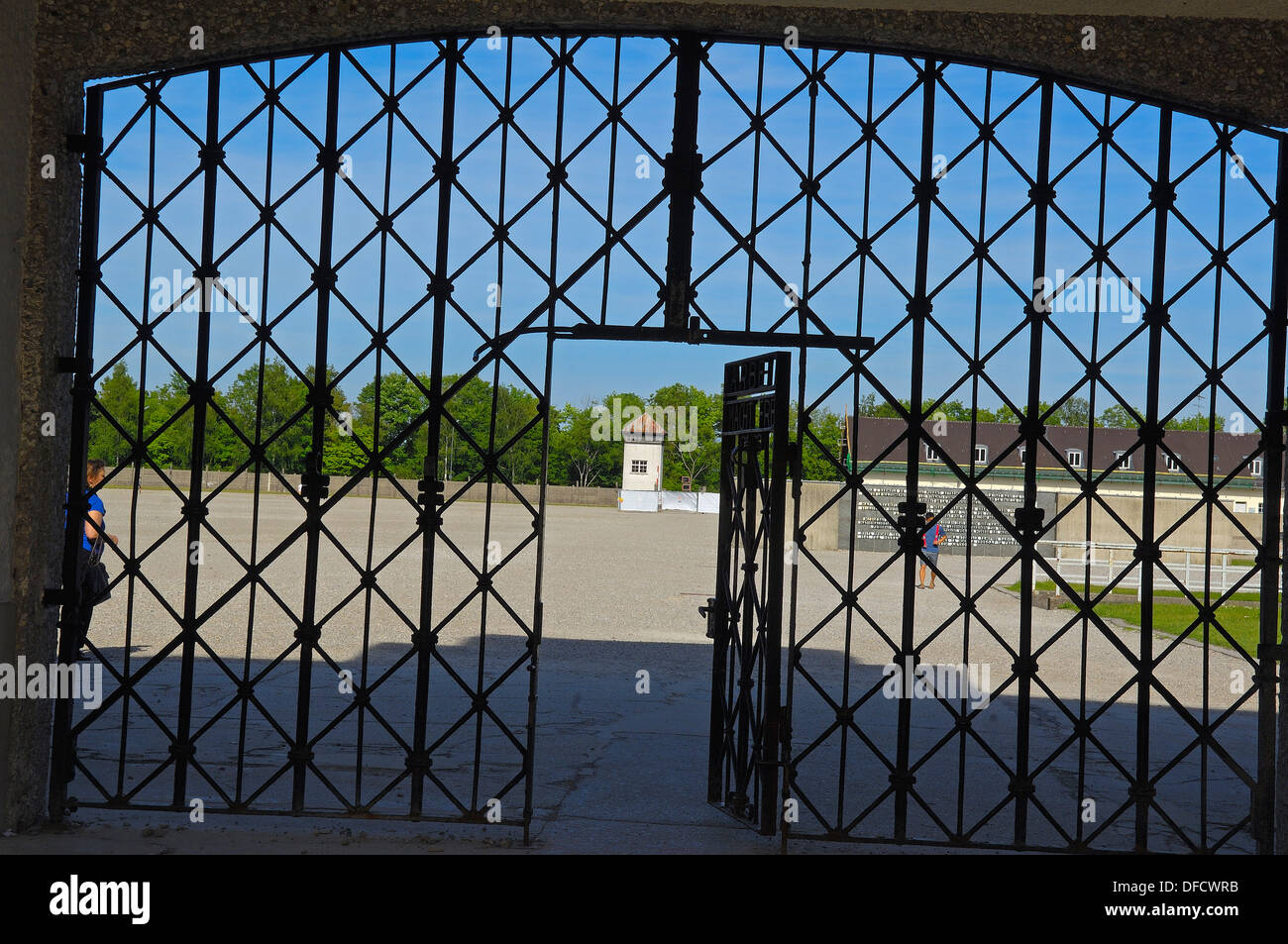 Dachau, in der Nähe von München, Dachau, Gedenkstätte, Haupttor, Bayern, Deutschland, Europa. Stockfoto