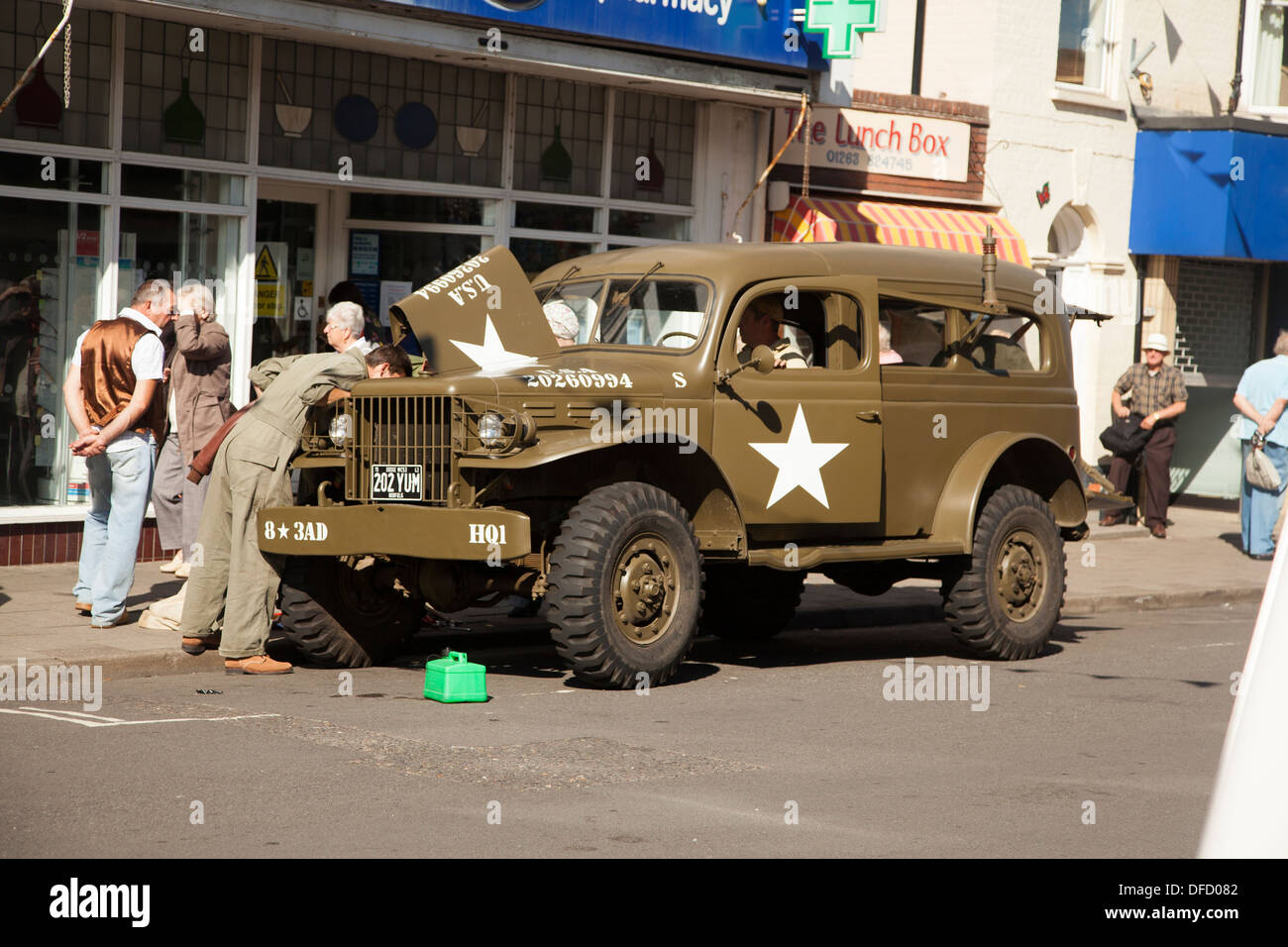 US-Militär Fahrzeug am Festwochenende Sheringham 1940 Stockfoto