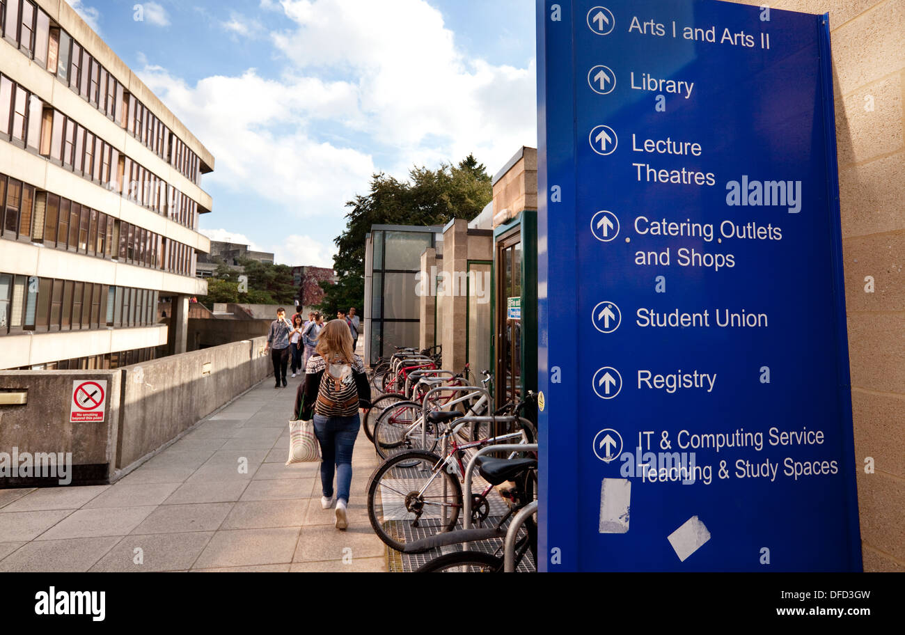 Studenten auf dem Campus, University of East Anglia, UEA, Norwich, Norfolk, England UK Stockfoto