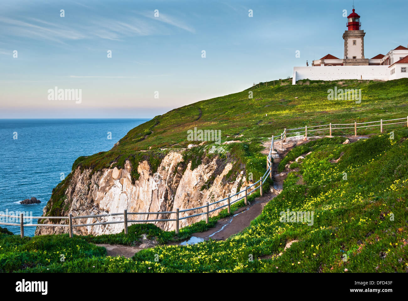 Cabo da Roca Leuchtturm am Atlantik, Portugal Stockfoto