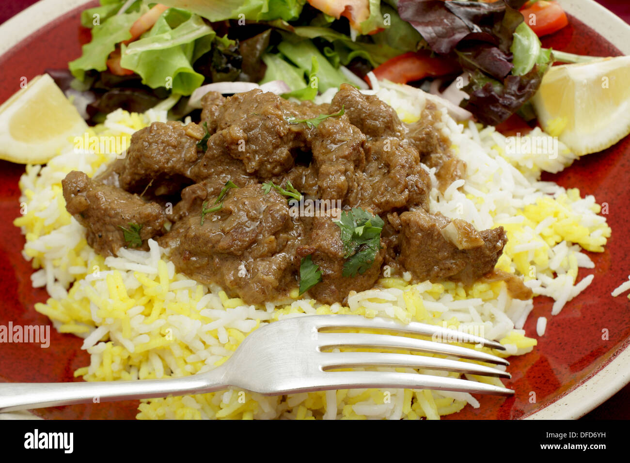 Rogan Josh Mahlzeit. Es erfolgt in der Regel mit Lamm, wie es ein Hindu, aber funktioniert gut mit Rindfleisch schmeckt. Stockfoto