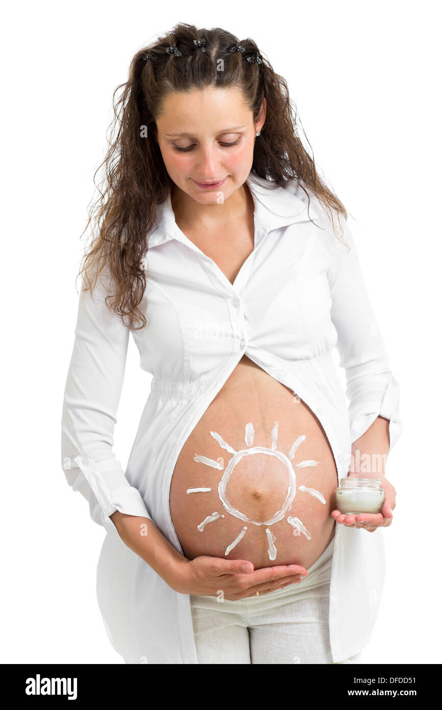 Schwangerschaft und Hautpflege Stockfoto