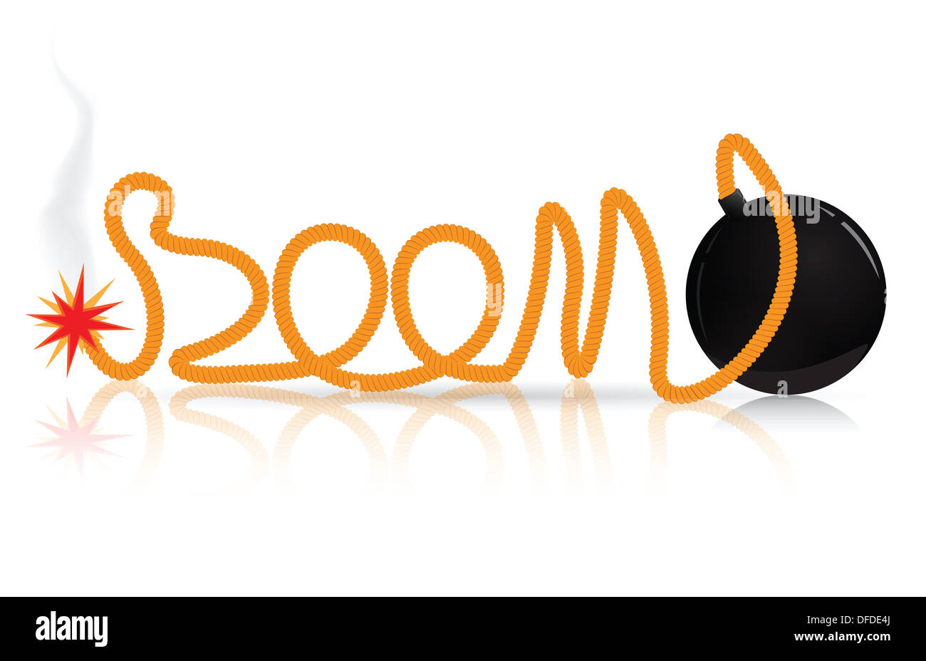 Altmodische Runde schwarze Bombe mit beleuchteten Sicherung Stockfoto