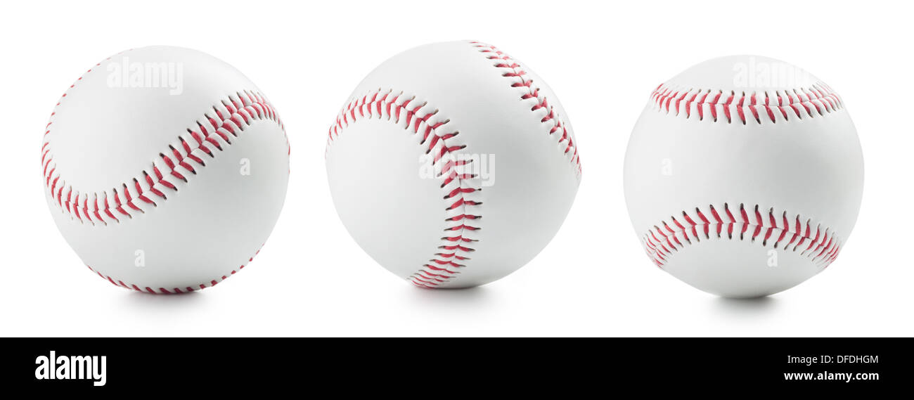 drei Baseball Ball auf einem weißen Hintergrund Stockfoto