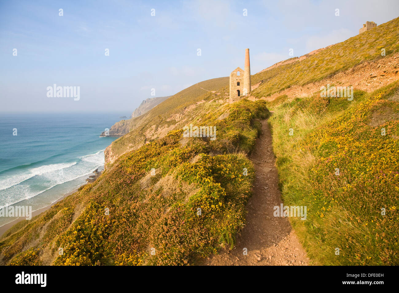 Towan Roath Maschinenhaus Ruinen bei Wheal Coates Tin mine, St Agnes Head, Cornwall, England Stockfoto