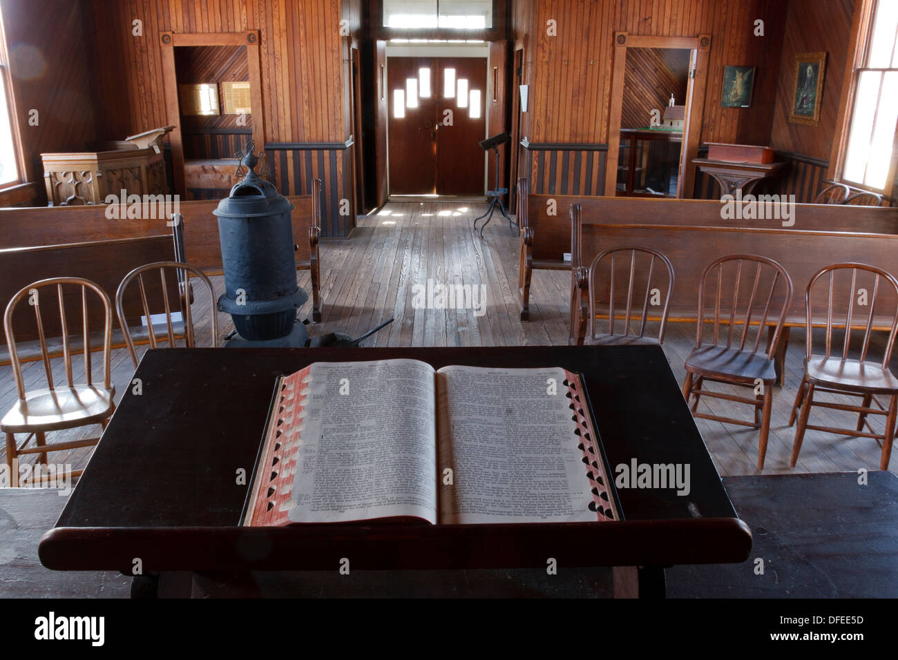 Innere Mennoville Mennonite Kirche in Kanada Co., "OK" Stockfoto