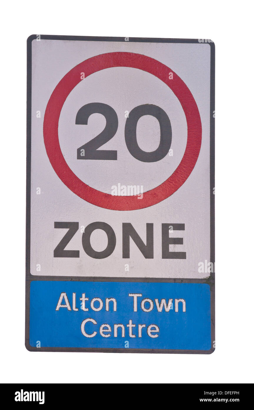20 km/h Zone Zeichen Uk Verkehrszeichen Stockfoto