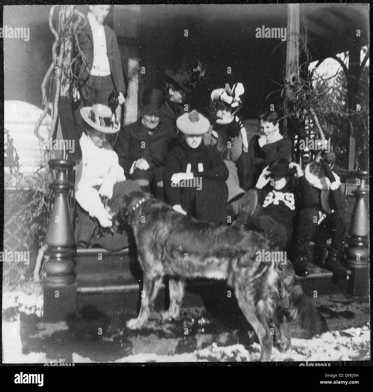 Ein Foto von Franklin D. Roosevelt mit seinem Vater Helen und Taddy Roosevelt und Mary Newbold im Hyde Park. Stockfoto