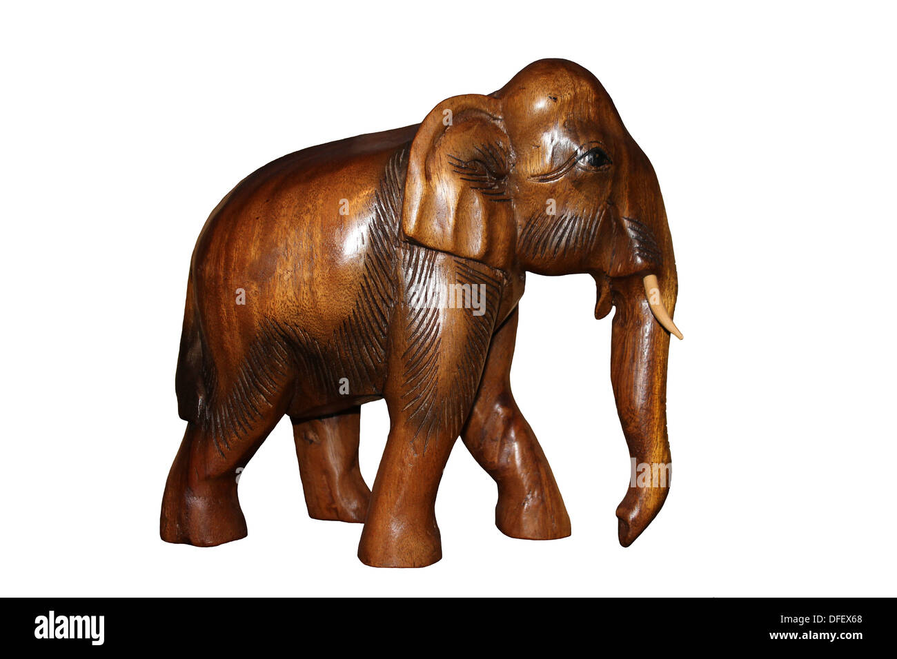 Geschnitzte Holz Elefant Stockfoto