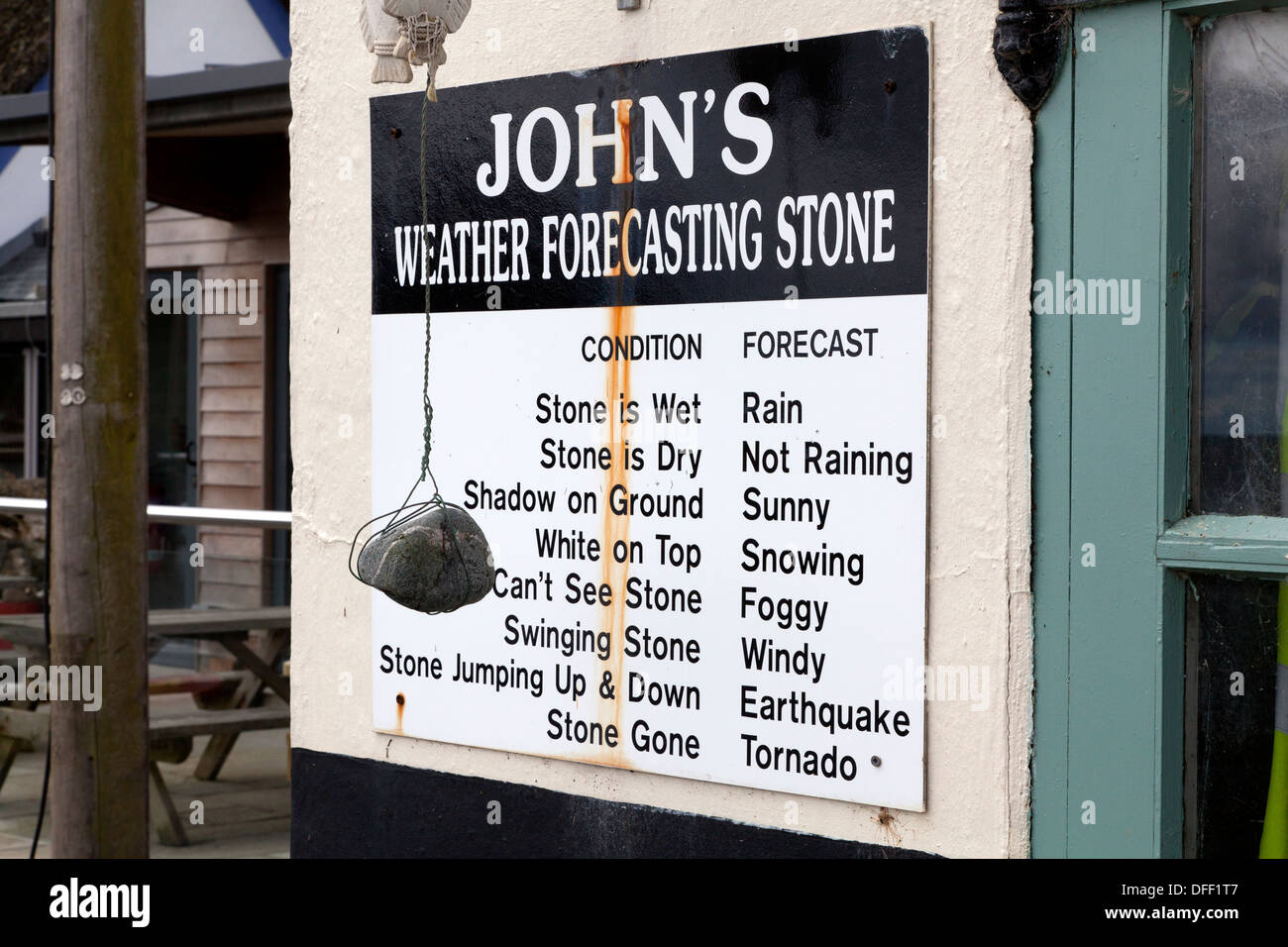 Johns Wettervorhersage Stein, Porthallow, Cornwall Stockfoto