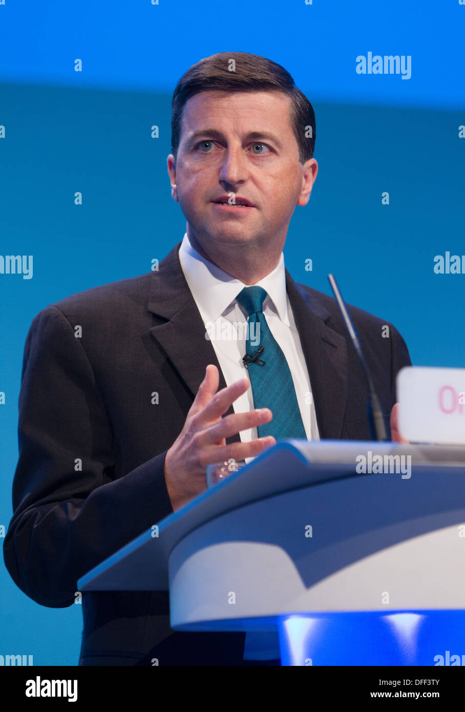 Douglas Alexander MP, Schatten Außenminister, befasst sich der Labour-Partei-Konferenz in Brighton 2013 Stockfoto
