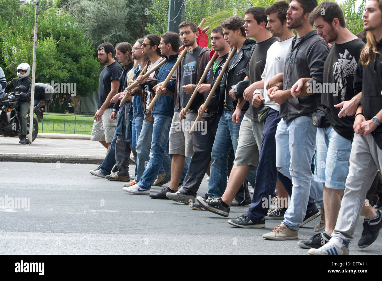 Studenten und Mitarbeiter in Ausbildung Protest in Griechenland Stockfoto