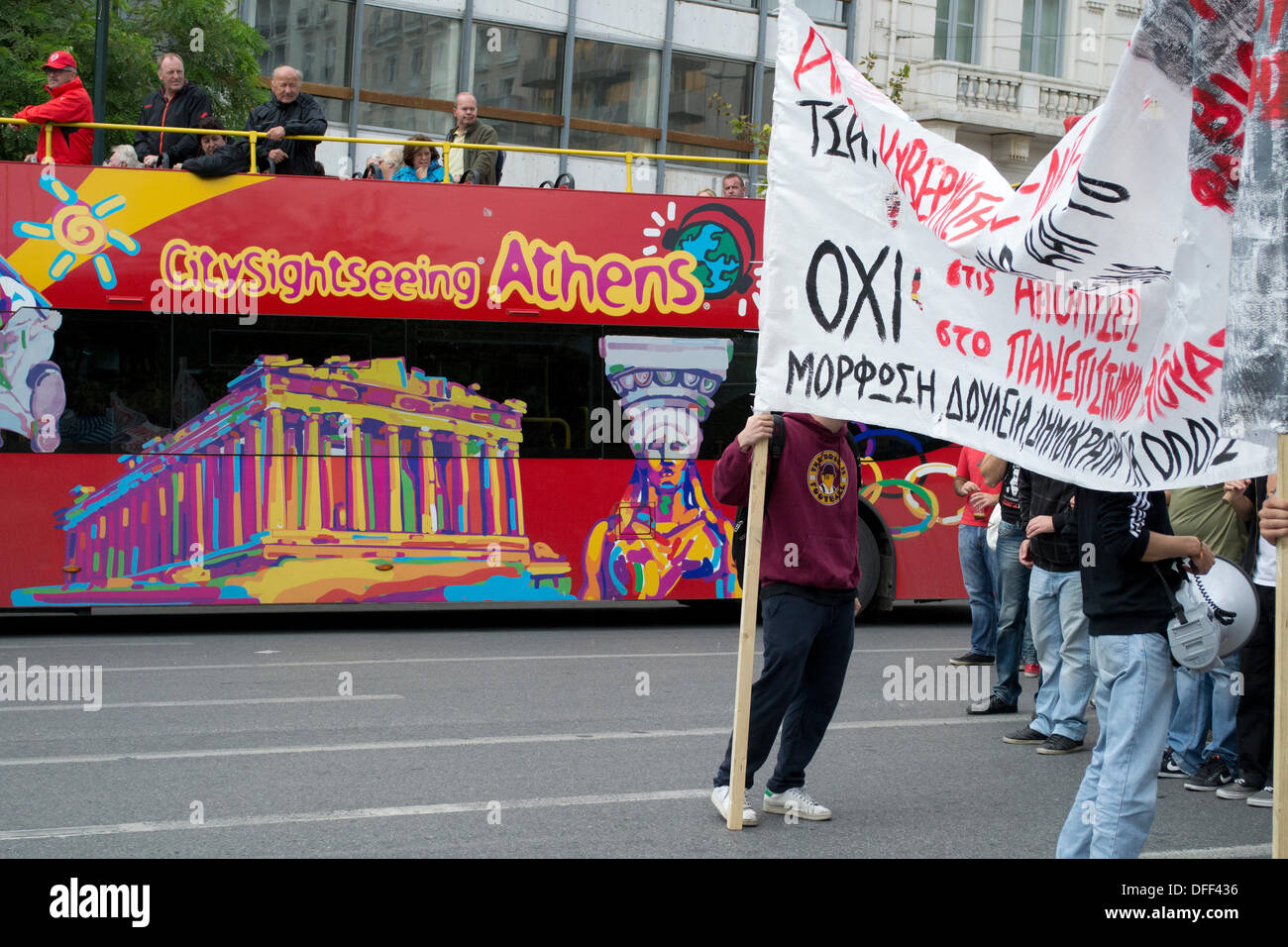 Studenten und Mitarbeiter in Ausbildung Protest in Griechenland Stockfoto