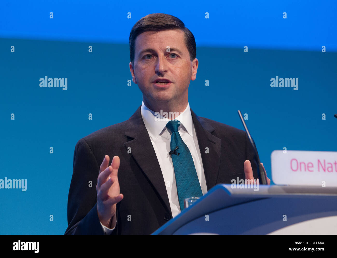 Douglas Alexander MP Shadow Foreign Secretary befasst sich mit die Labour-Partei-Konferenz in Brighton 2013 Stockfoto