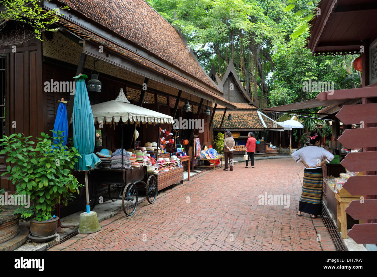 Die alte Marktstadt im alten Siam in der Nähe von Bangkok, Thailand. Stockfoto