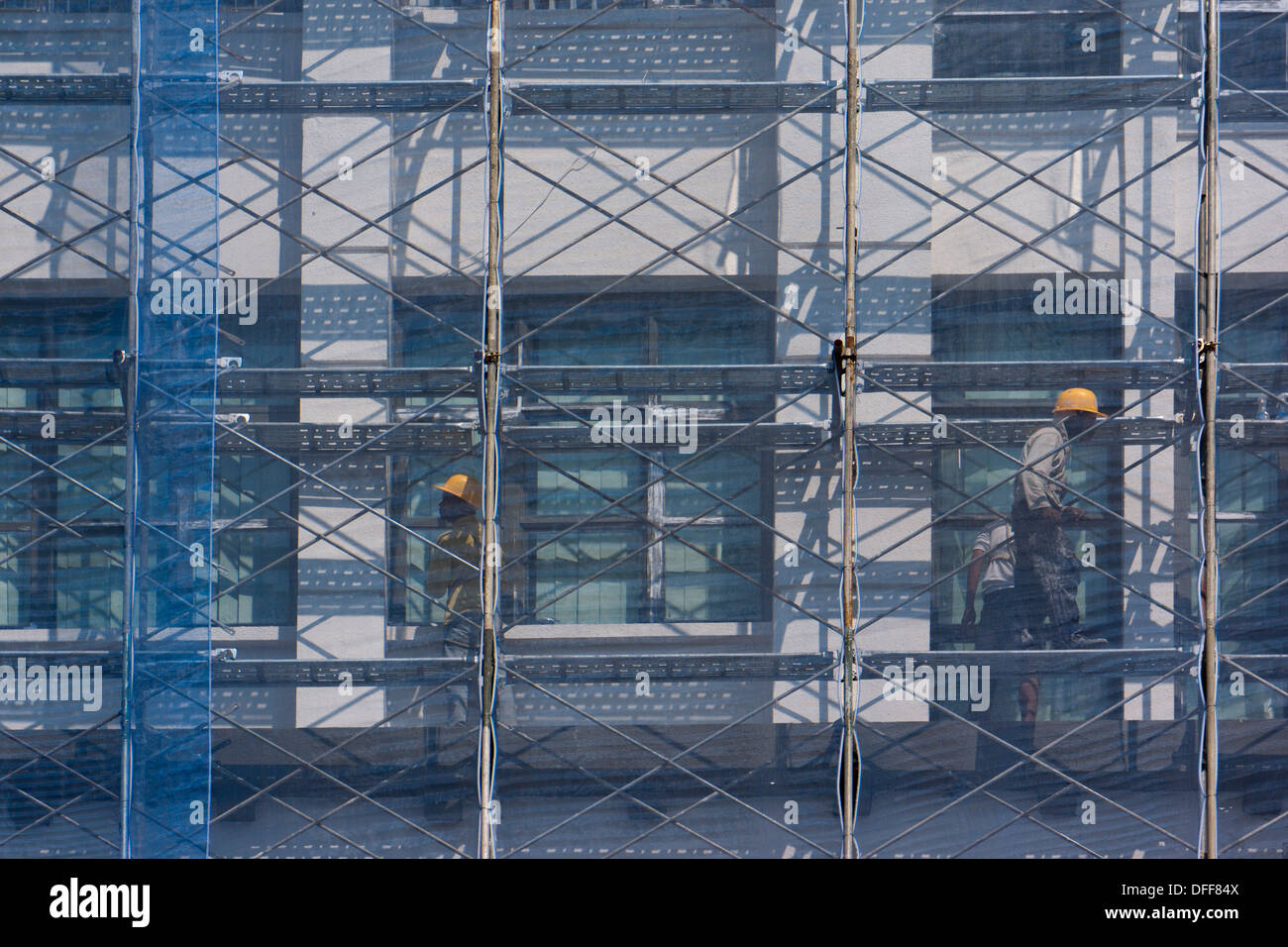 Arbeitnehmer, die Gebäude von Yangon Stockfoto