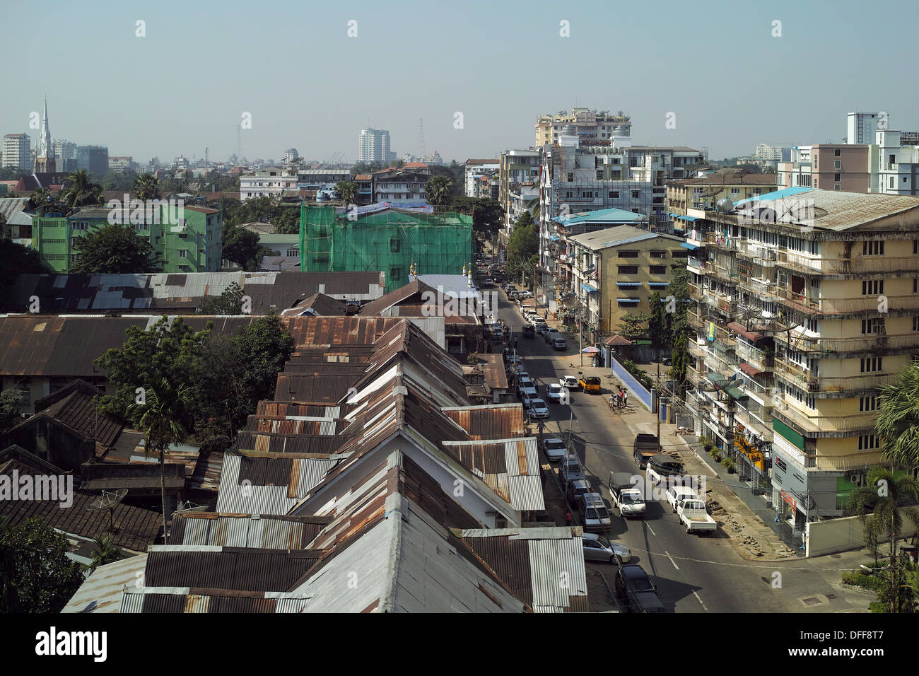 Blick auf die Stadt von Yangon Stockfoto
