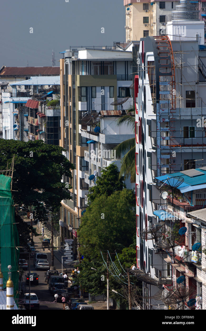 Blick auf die Stadt von Yangon Stockfoto