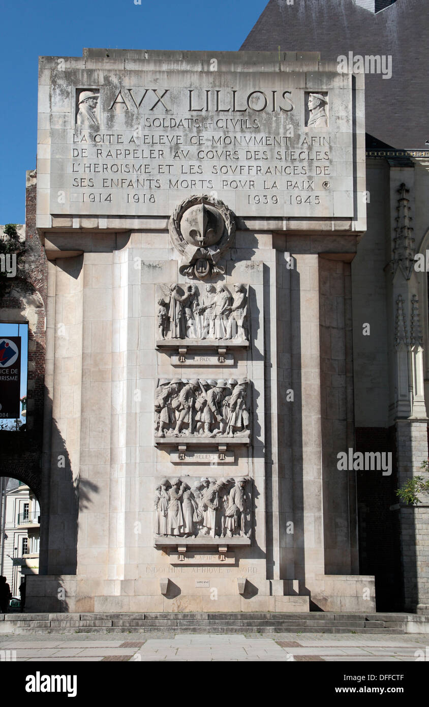 Lille War Memorial in Lille City centre, Nord-Pas-de-Calais, Nord, Frankreich. Stockfoto