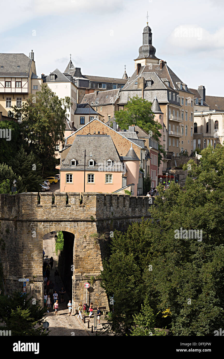 Die alte Stadtmauer, Luxemburg Stockfoto