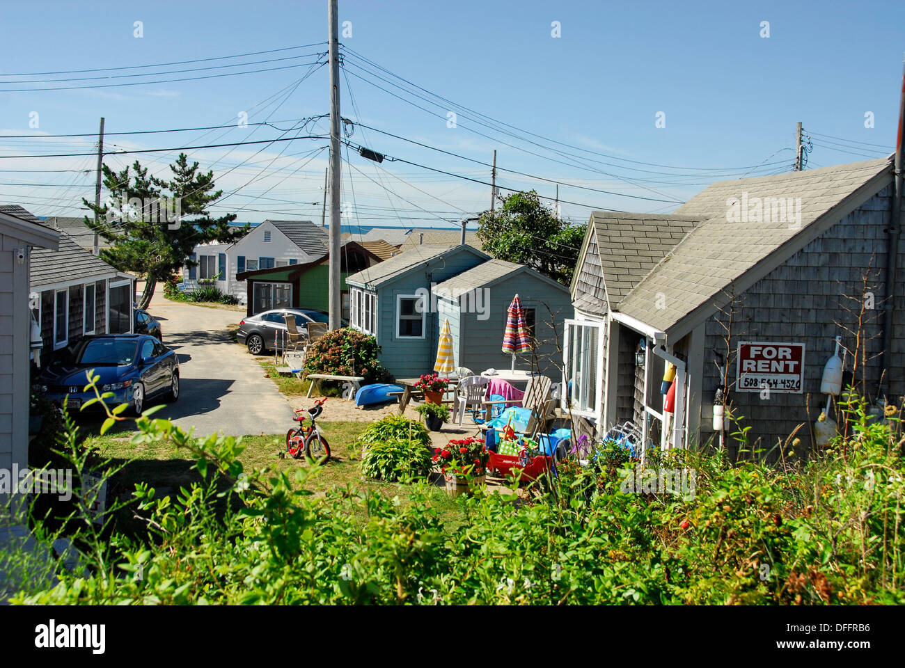 Vermietung von Ferienhäusern am Strand von Dennis Port, Cape Cod, Massachusetts Stockfoto