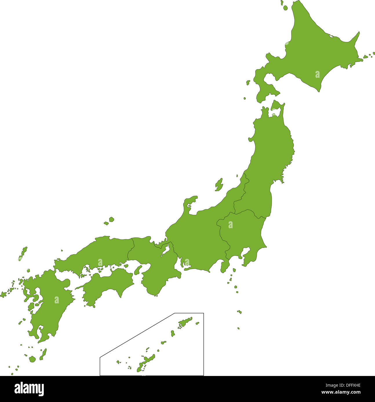 Grüner Japan Karte Stockfoto