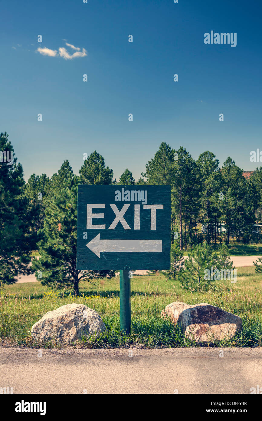 Ein Parkplatz Ausgangsschild, South Dakota Stockfoto