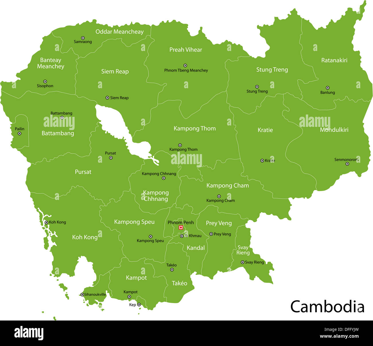 Grün-Kambodscha Karte Stockfoto