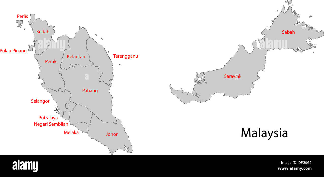 Grau Malaysia Karte Stockfotografie Alamy