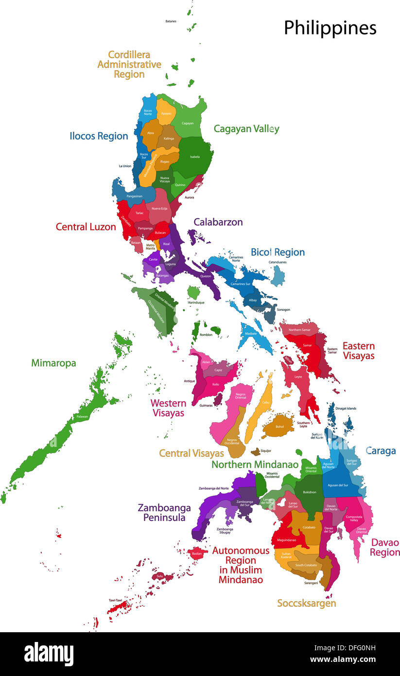 Philippine Map With Regions Philippines Map Vector -Fotos Und -Bildmaterial In Hoher Auflösung – Alamy