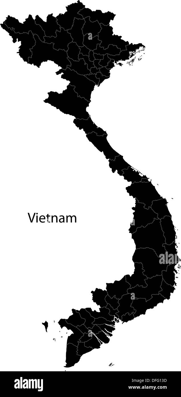 Schwarz-Vietnam Karte Stockfoto