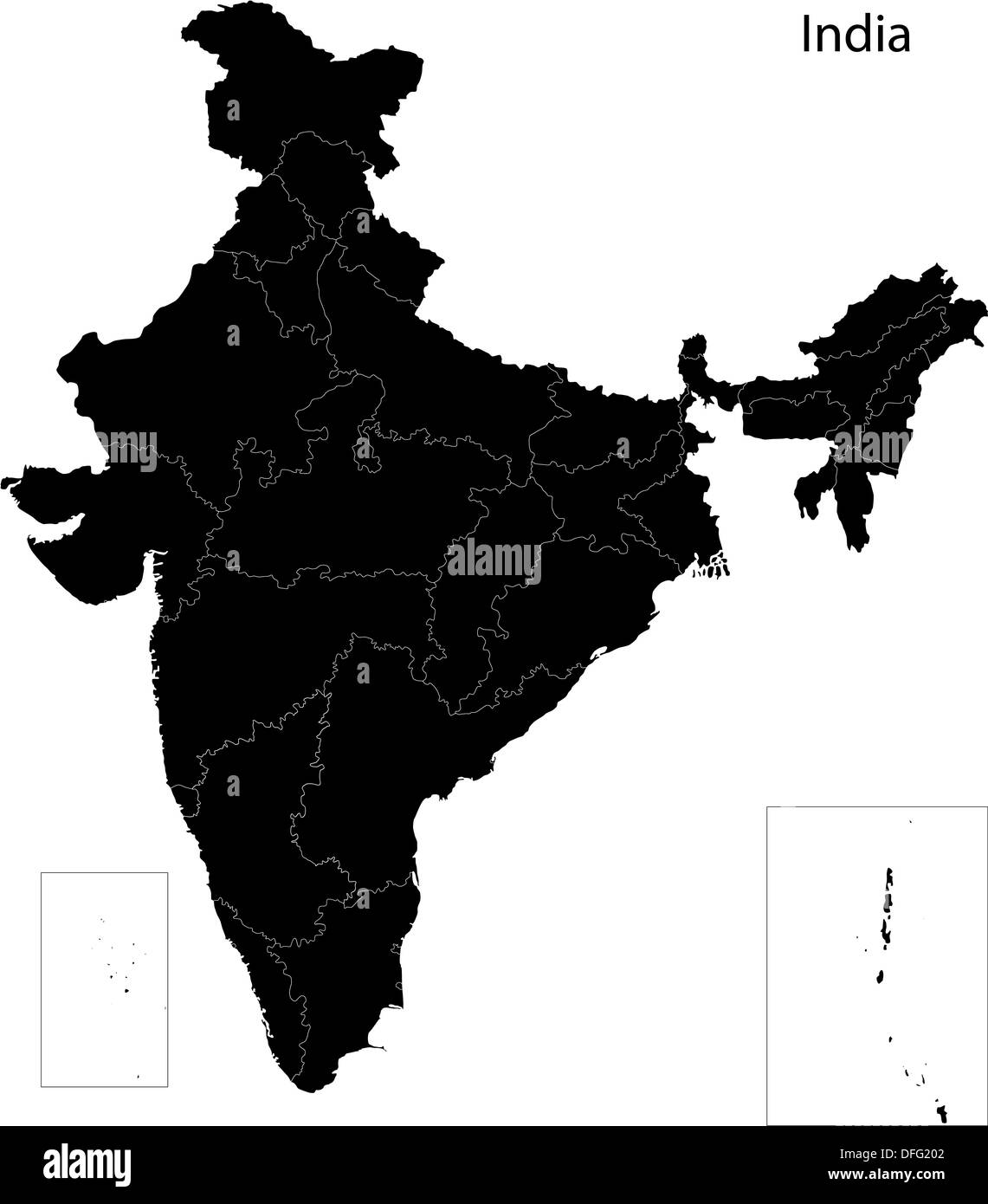 Schwarz-Indien Karte Stockfoto