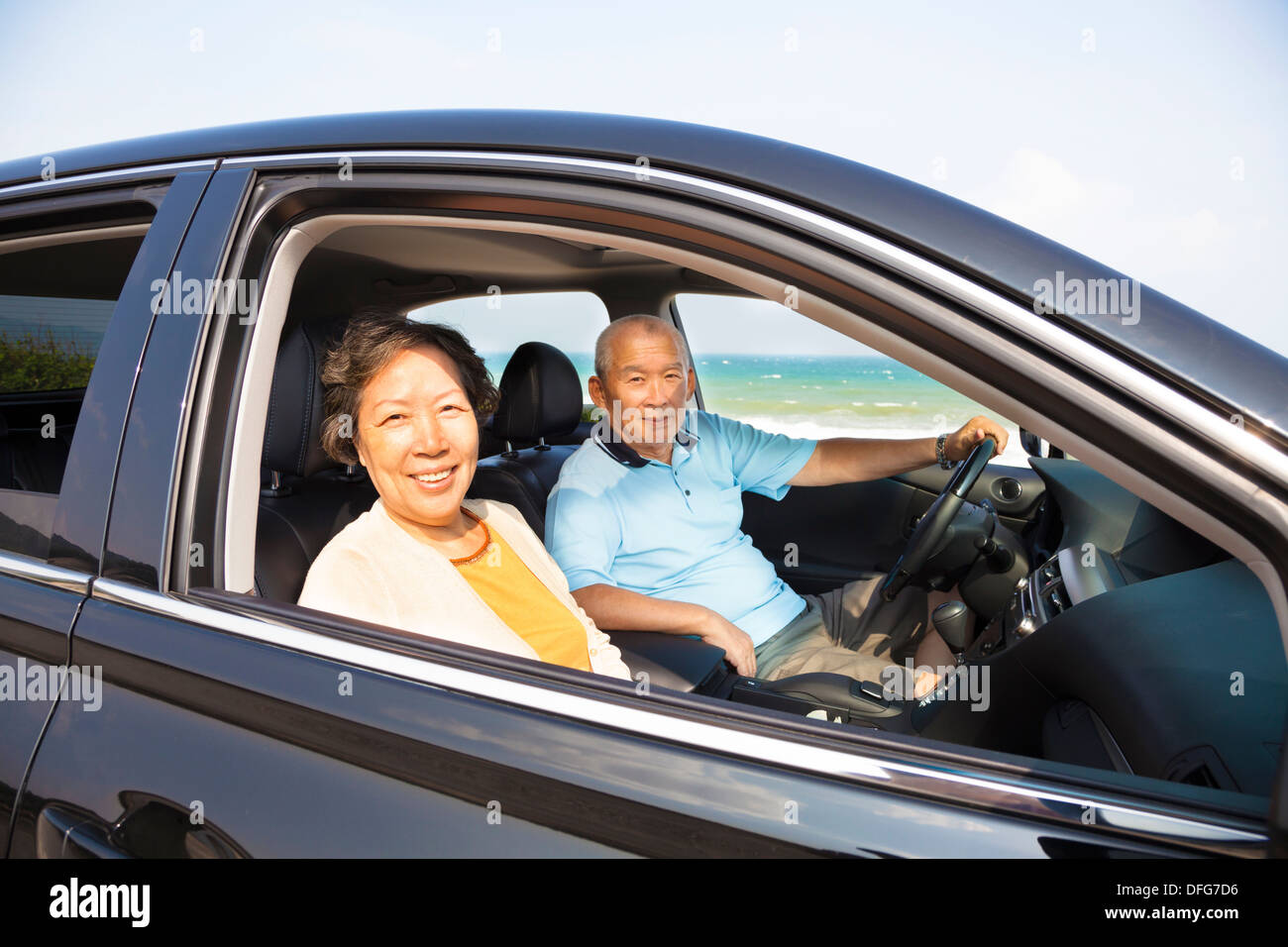 glücklich Senioren Paar genießt Road-trip Stockfoto