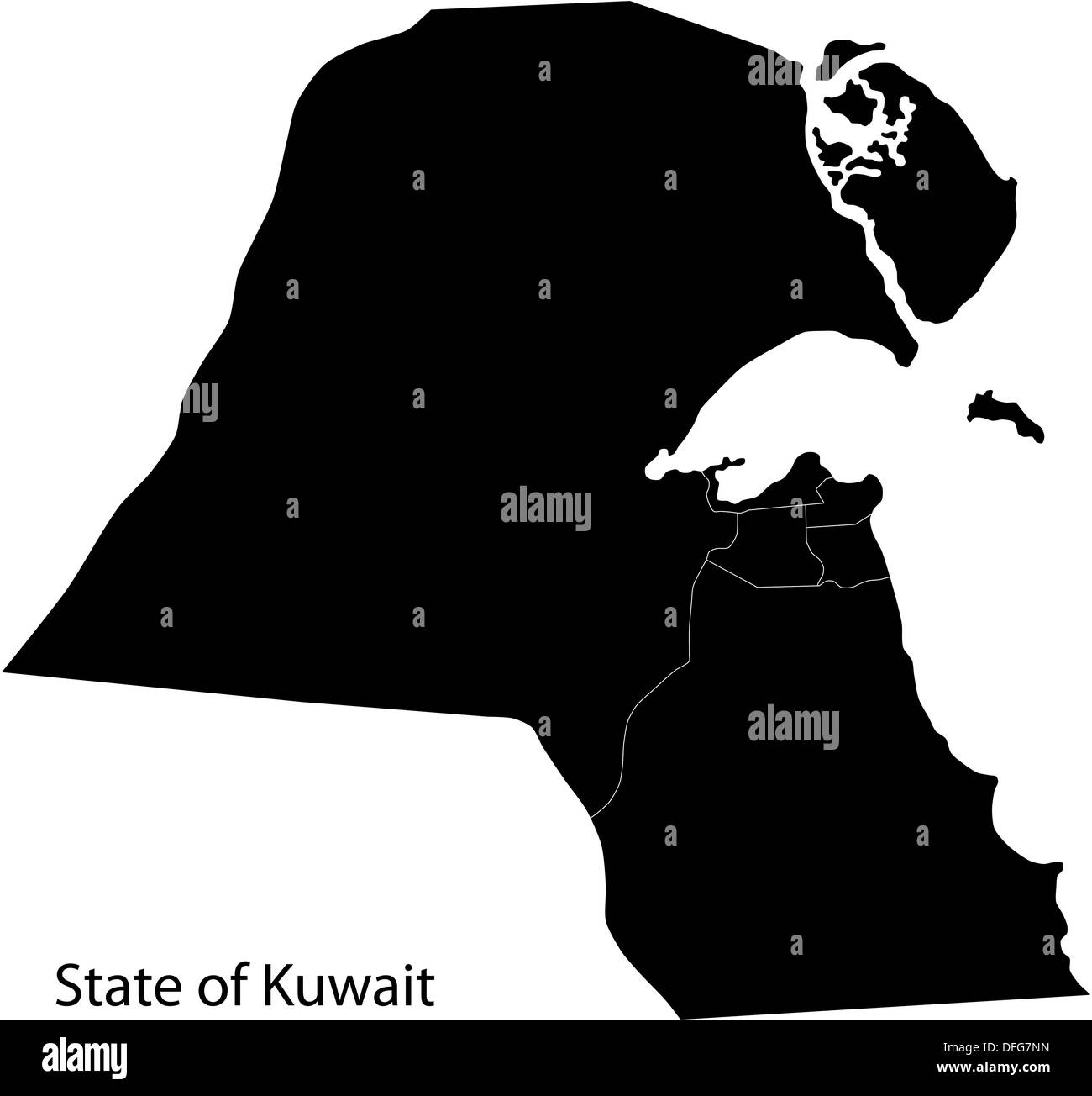 Schwarz-Kuwait Karte Stockfoto