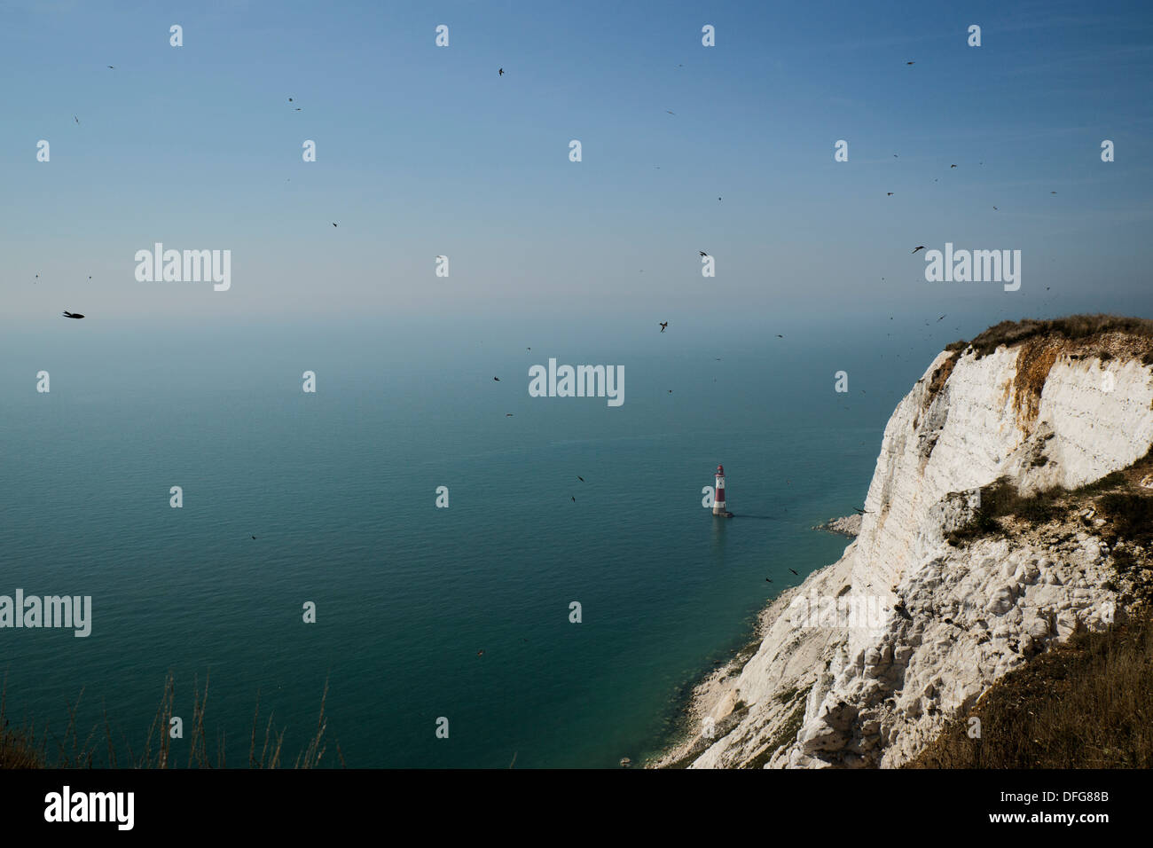 Sieben Schwestern Klippen mit Leuchtturm, Beachy Head, East Sussex, England, Vereinigtes Königreich Stockfoto