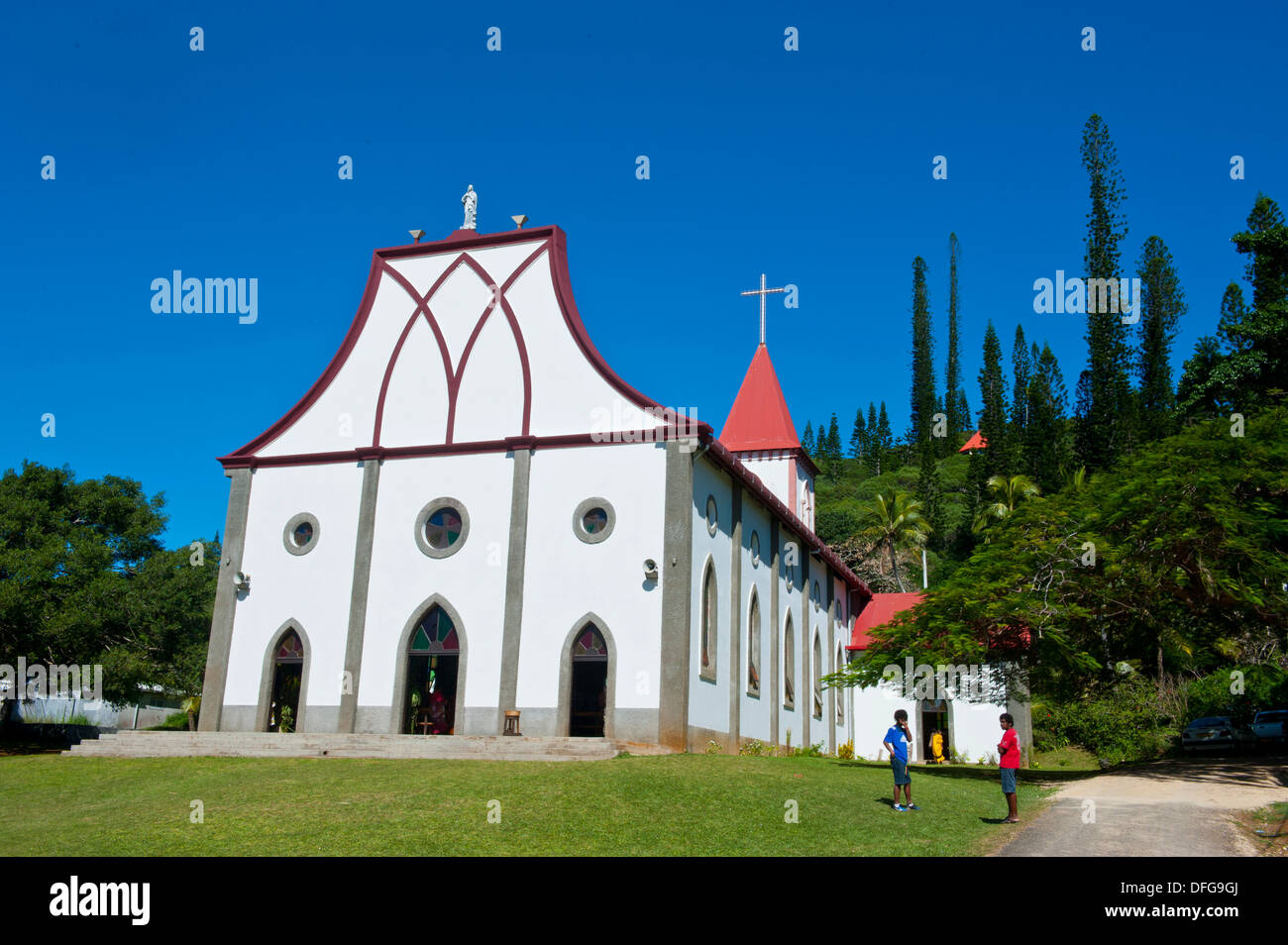 Die christliche Kirche Vao, Vao, Île des Pins, Neukaledonien, Frankreich Stockfoto
