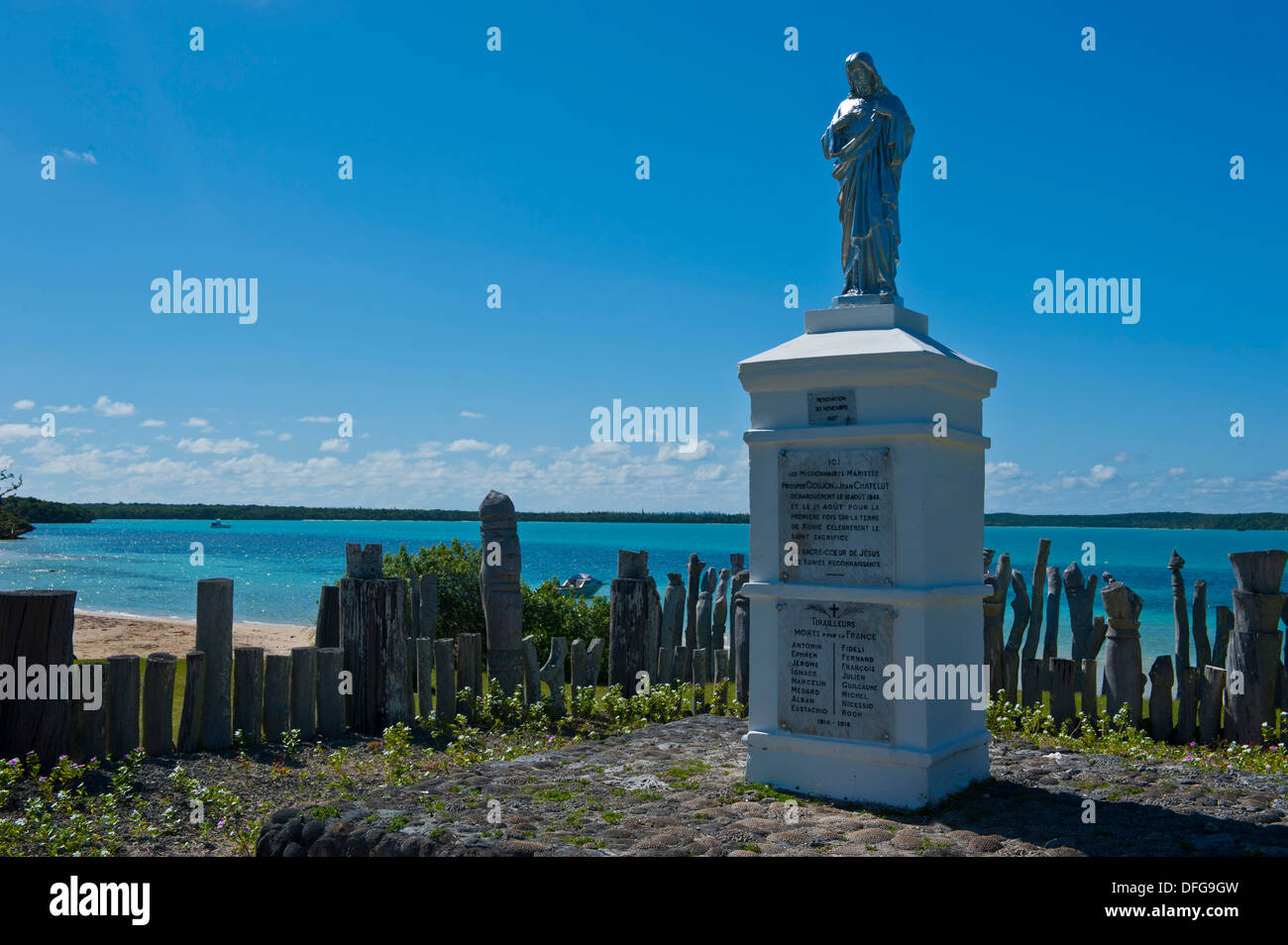 Traditionelle christliche Statue, Île des Pins, Neukaledonien, Frankreich Stockfoto