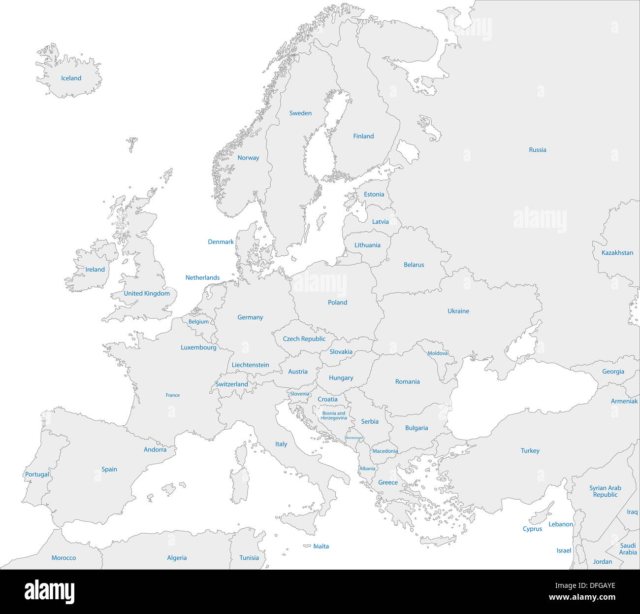 Grau-Europakarte Stockfoto