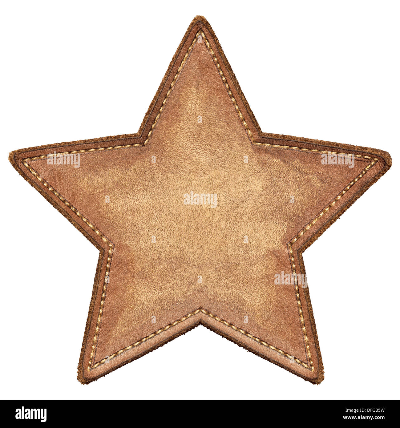 Sternform Leder Label, isoliert Stockfoto