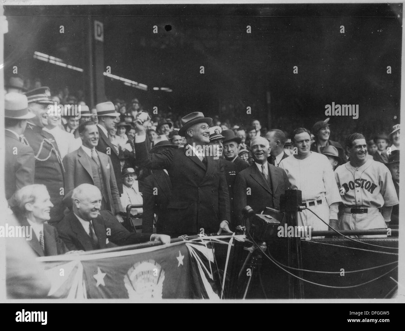 Ein Foto zeigt Präsident Franklin D. Roosevelt in Washington, D.C. und betont seine Führung während seiner Präsidentschaft. Stockfoto