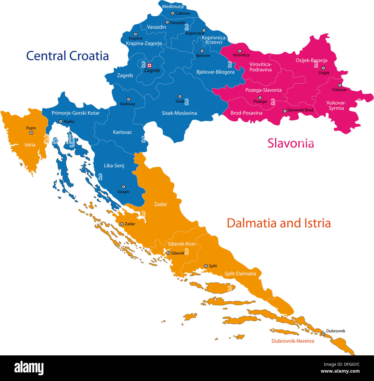 KroatienKarte Stockfotografie Alamy