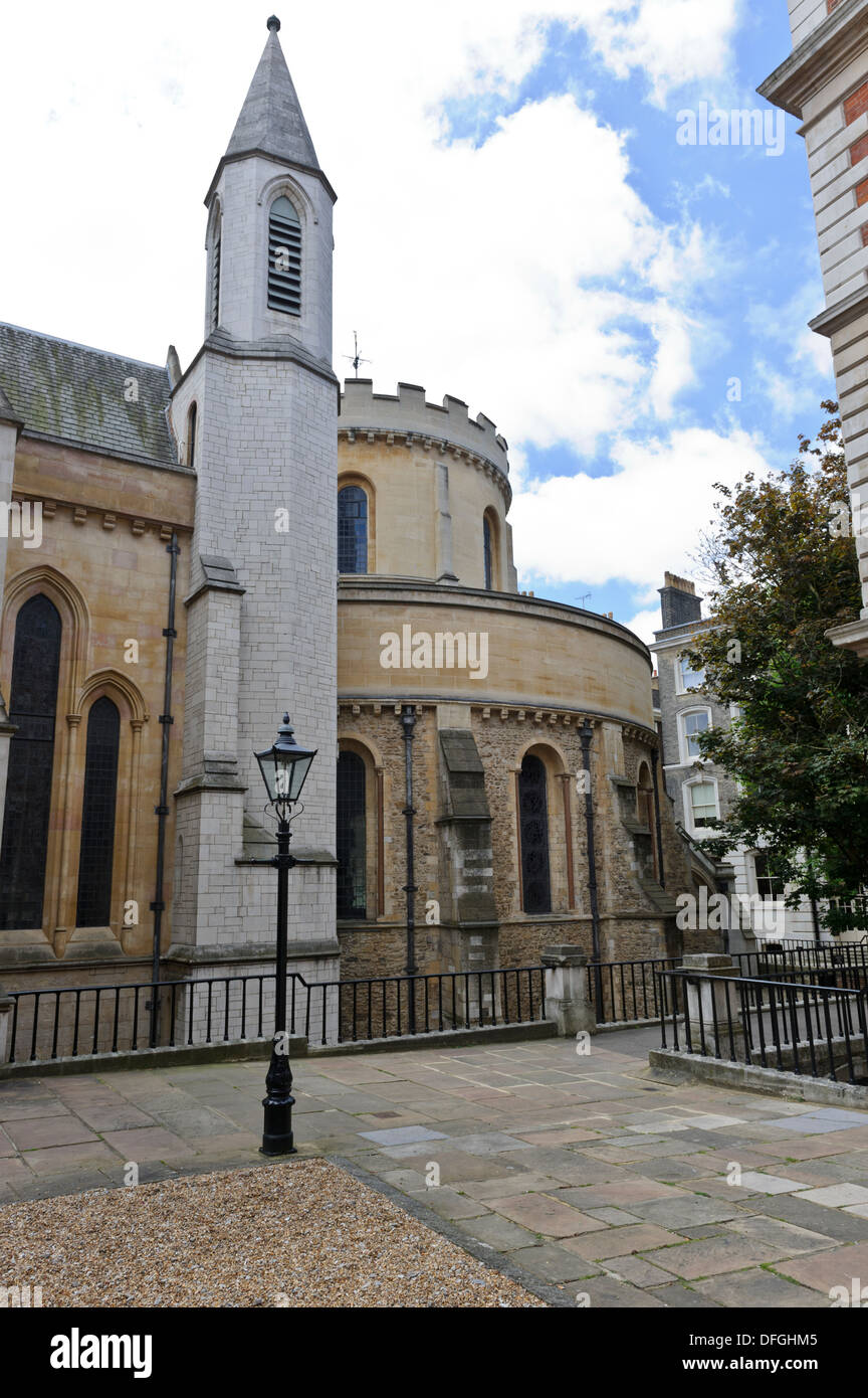 Der Turm der Temple Church, London, England, Vereinigtes Königreich. Stockfoto