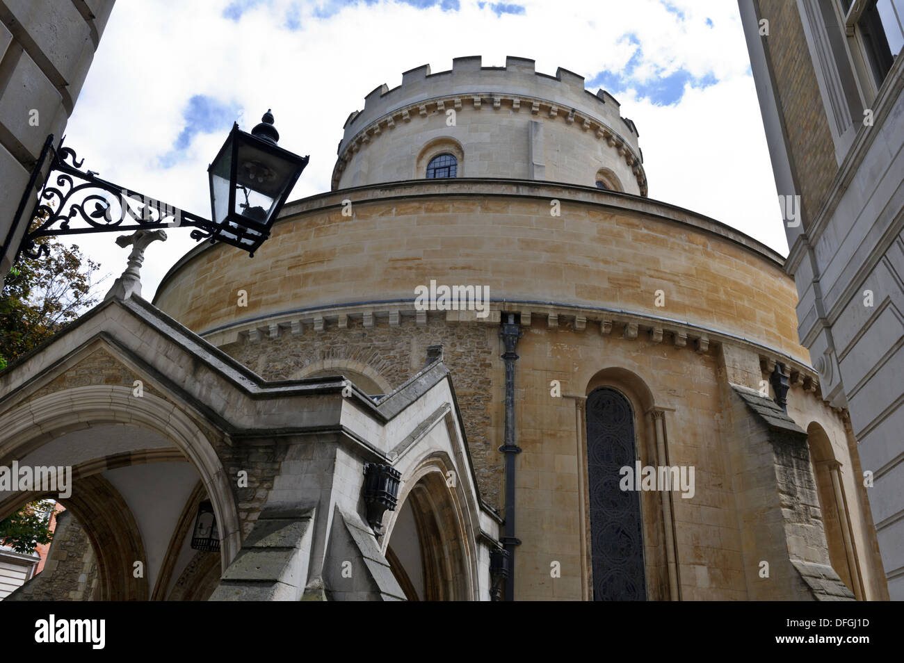 Der Turm der Temple Church, London, England, Vereinigtes Königreich. Stockfoto