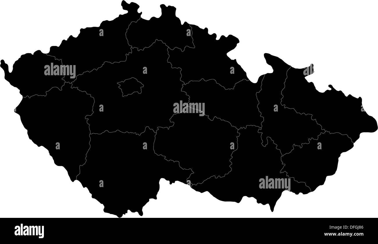 Black Tschechische Republik Karte Stockfoto