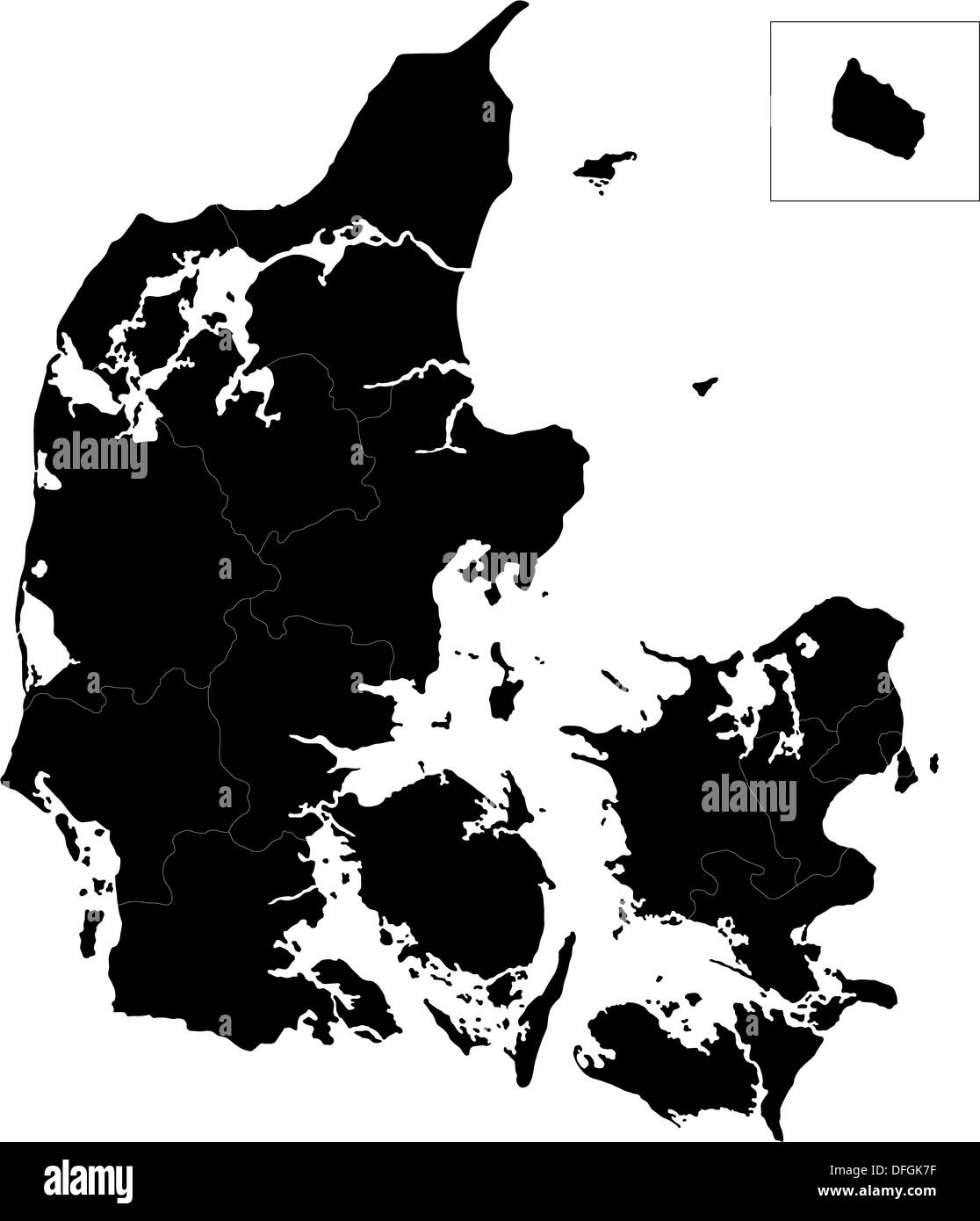 Schwarz Dänemark Karte Stockfoto
